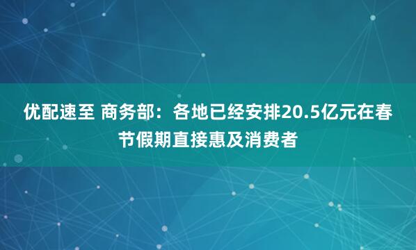 优配速至 商务部:各地已经安排20.5亿元在春节假期直接惠及消费者